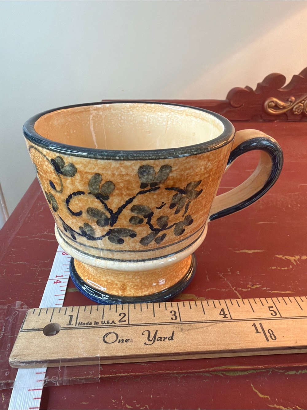 Vietri Yellow and Black Hand-Painted Footed Mug